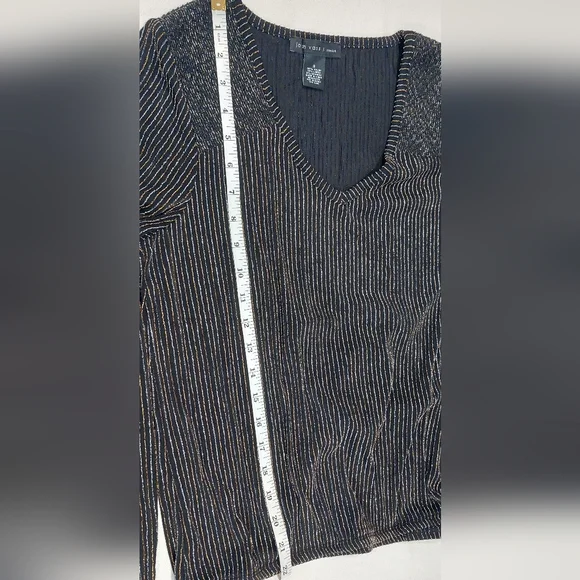 LOFT Silver Ribbed Blouse with Long Sleeves - Picture 7 of 8